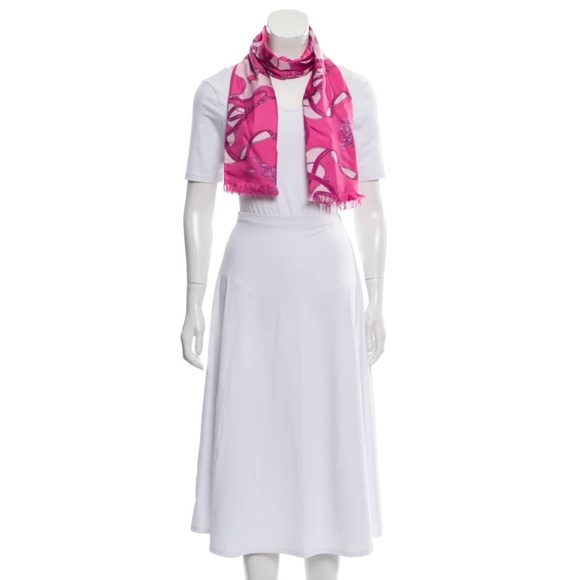 NEW Authentic BURBERRY Scarf 🔥 Pink Stole Logo Silk Cashmere - Picture 9 of 10